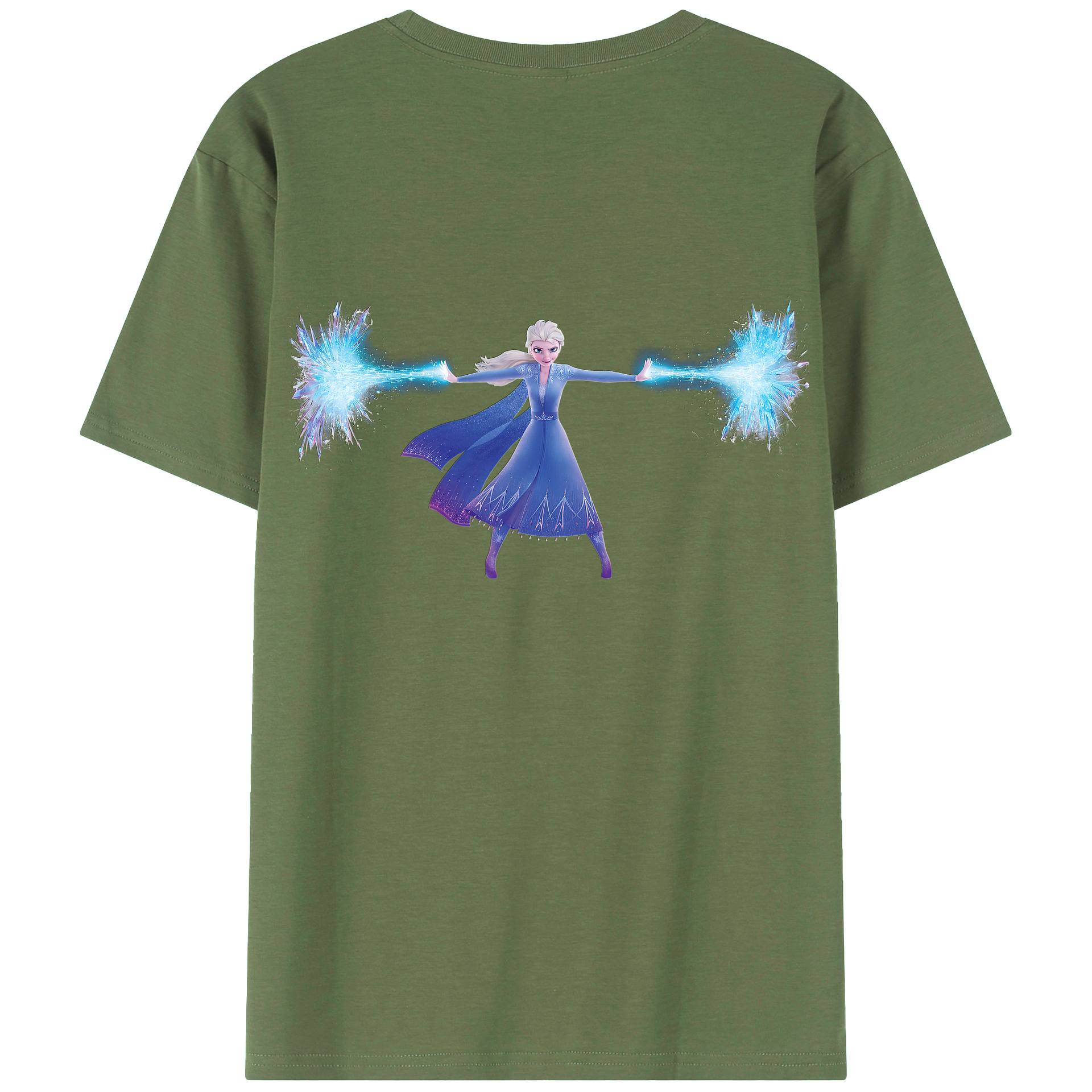 （画像用） アナと雪の女王 アンナ エルサ Frozen Anna Elsa 綿100％ メンズ半袖Tシャツ（バックプリント） 通気性